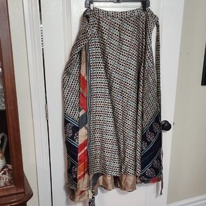 Darn Good Yarn Multicolor Patterned Women's Wrap Skirt Reversible